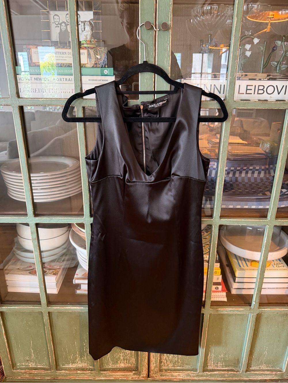 Vintage Dolce & Gabbana Black Satin Sheath Mini Dress IT 46 / US 10